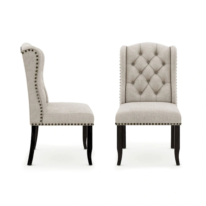 Lot de 2 chaises de salle à manger capitonnées traditionnelles DH LUX de Denhour