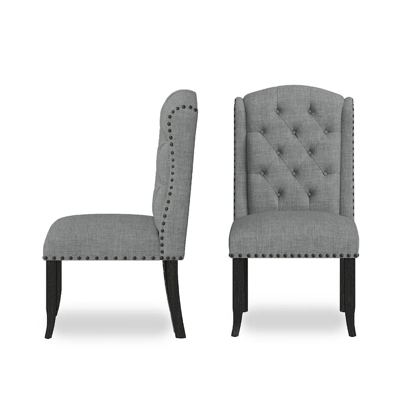 Lot de 2 chaises de salle à manger capitonnées traditionnelles DH LUX de Denhour