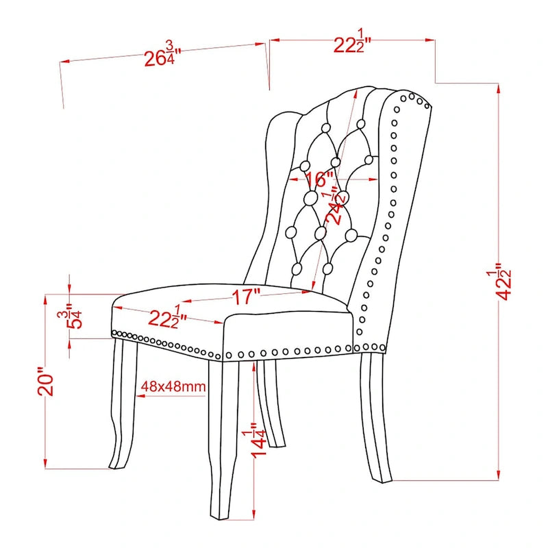 Lot de 2 chaises de salle à manger capitonnées traditionnelles DH LUX de Denhour