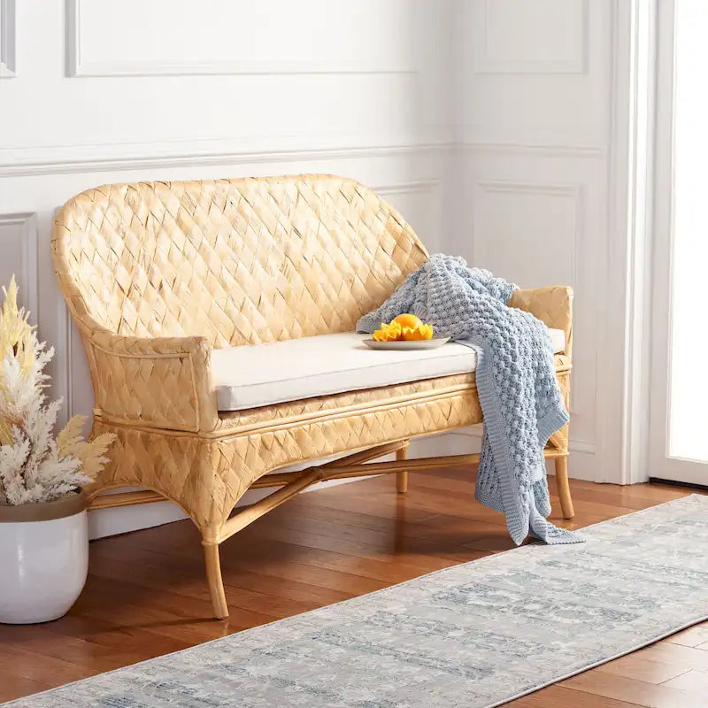 Banc de canapé tissé Safavieh Marfisa – 52 L x 24 P x 33 H – 52Lx24Px33H