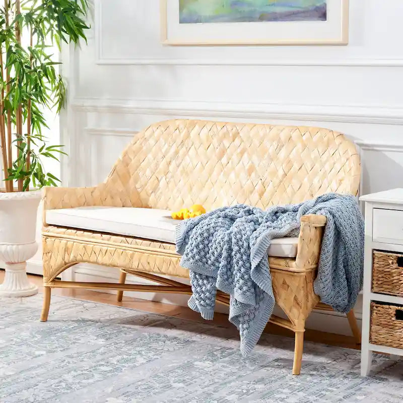 Banc de canapé tissé Safavieh Marfisa – 52 L x 24 P x 33 H – 52Lx24Px33H