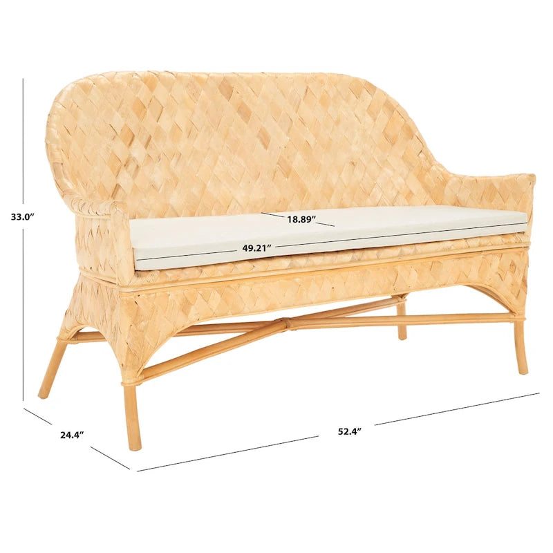 Banc de canapé tissé Safavieh Marfisa – 52 L x 24 P x 33 H – 52Lx24Px33H