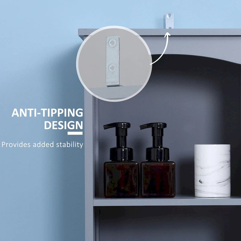 HOMCOM Meuble de Rangement Salle de Bain, Colonne de Rangement sur Pied, Tour de Linge Haute avec 3 Étagères et Tiroir, Marron