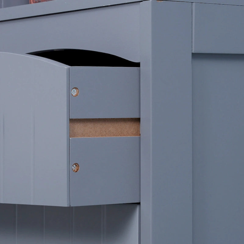 HOMCOM Meuble de Rangement Salle de Bain, Colonne de Rangement sur Pied, Tour de Linge Haute avec 3 Étagères et Tiroir, Marron