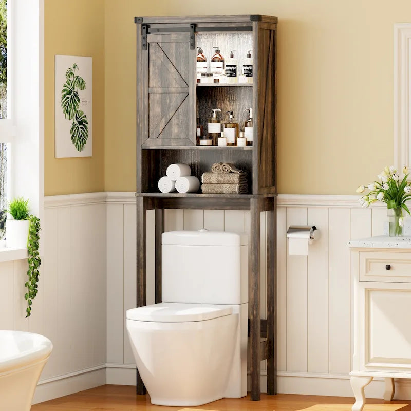 Meuble de rangement sur pied au-dessus des toilettes