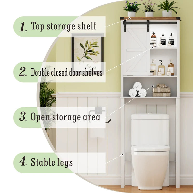 Meuble de rangement sur pied au-dessus des toilettes