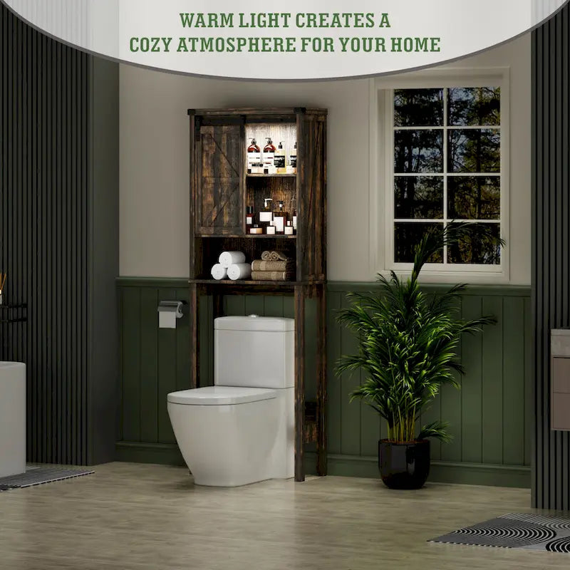 Meuble de rangement sur pied au-dessus des toilettes