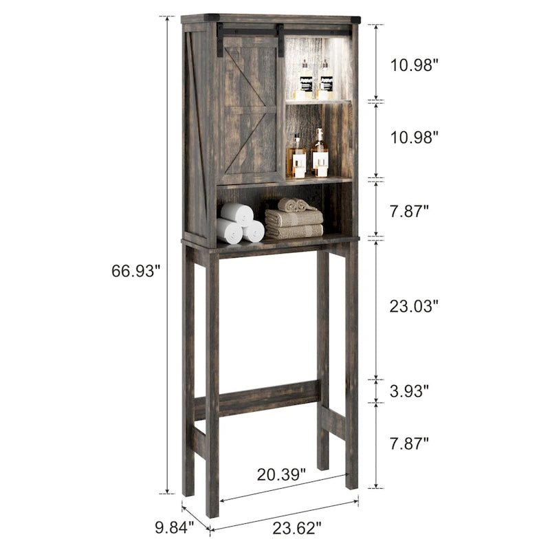 Meuble de rangement sur pied au-dessus des toilettes