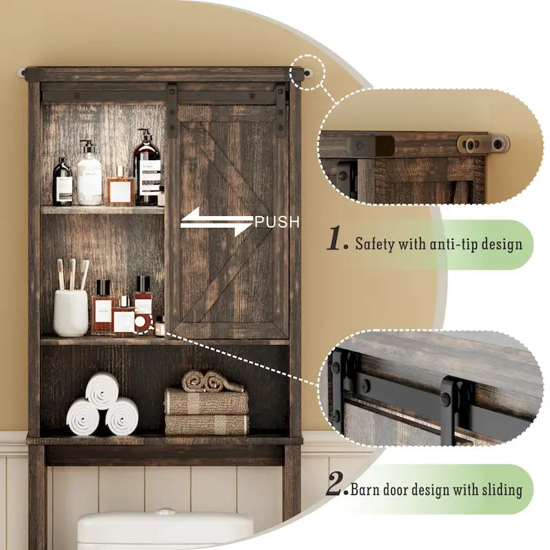 Meuble de rangement sur pied au-dessus des toilettes