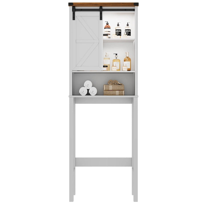 Meuble de rangement sur pied au-dessus des toilettes