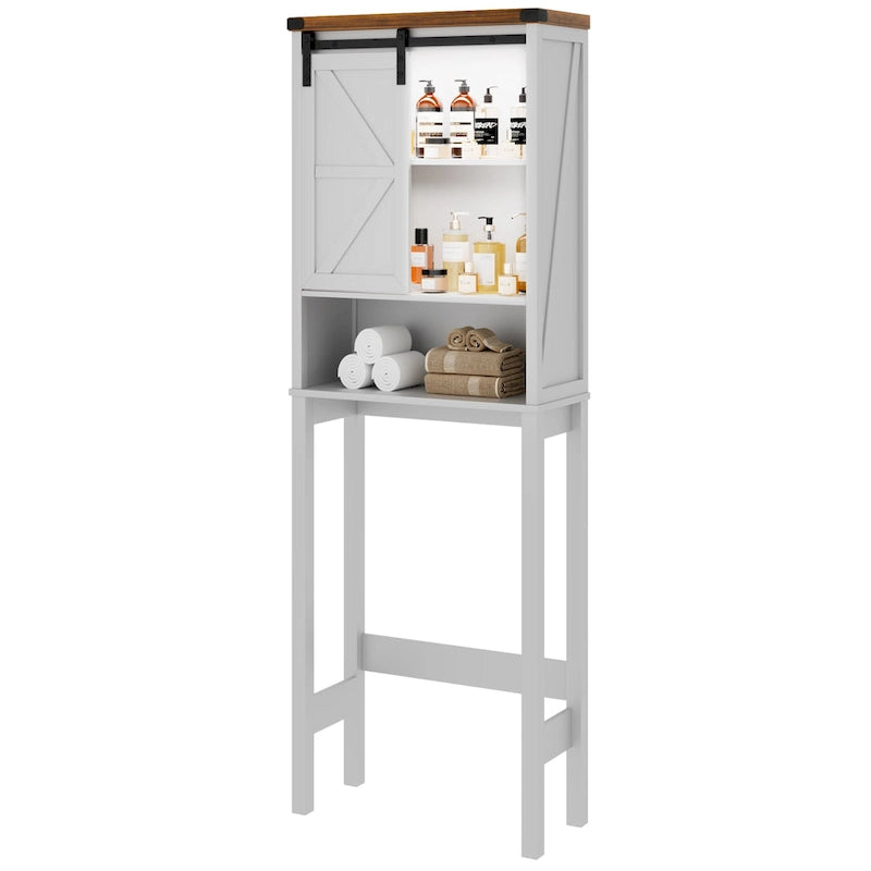 Meuble de rangement sur pied au-dessus des toilettes