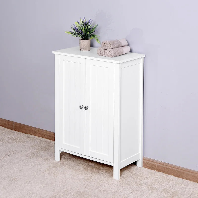 Meuble de Rangement Blanc Nestfair avec Double Porte et Étagère Réglable