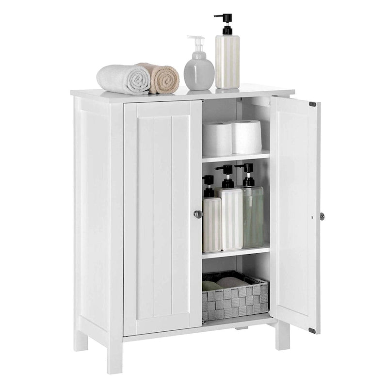 Meuble de Rangement Blanc Nestfair avec Double Porte et Étagère Réglable
