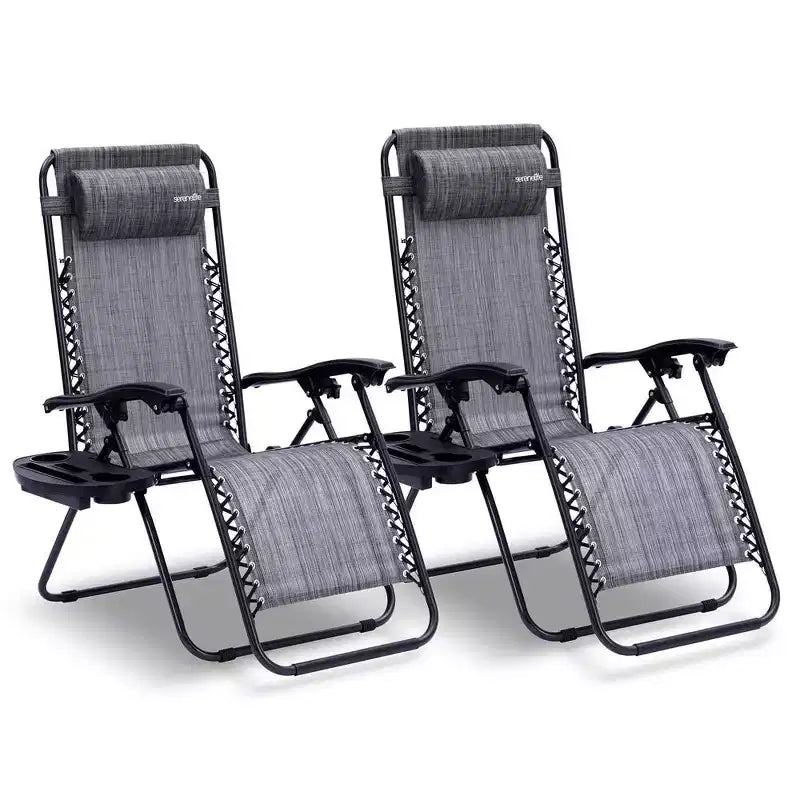 SereneLife Adjustable Zero Gravity Chair Set with Side Table