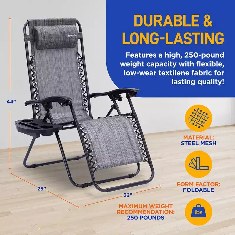 Ensemble de chaises réglables zéro gravité SereneLife avec table d'appoint
