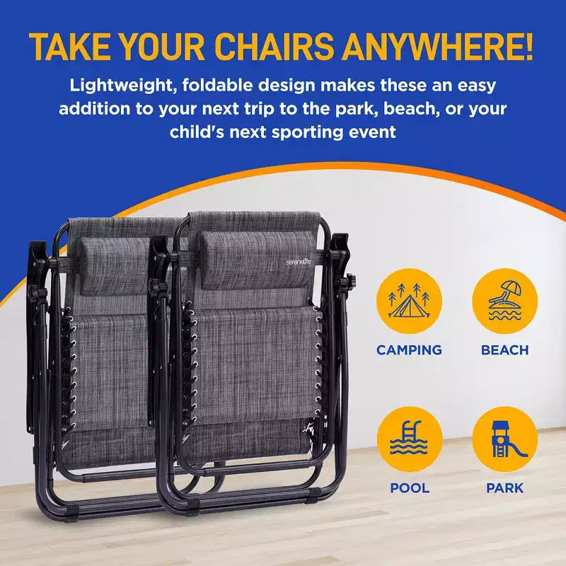 Ensemble de chaises réglables zéro gravité SereneLife avec table d'appoint