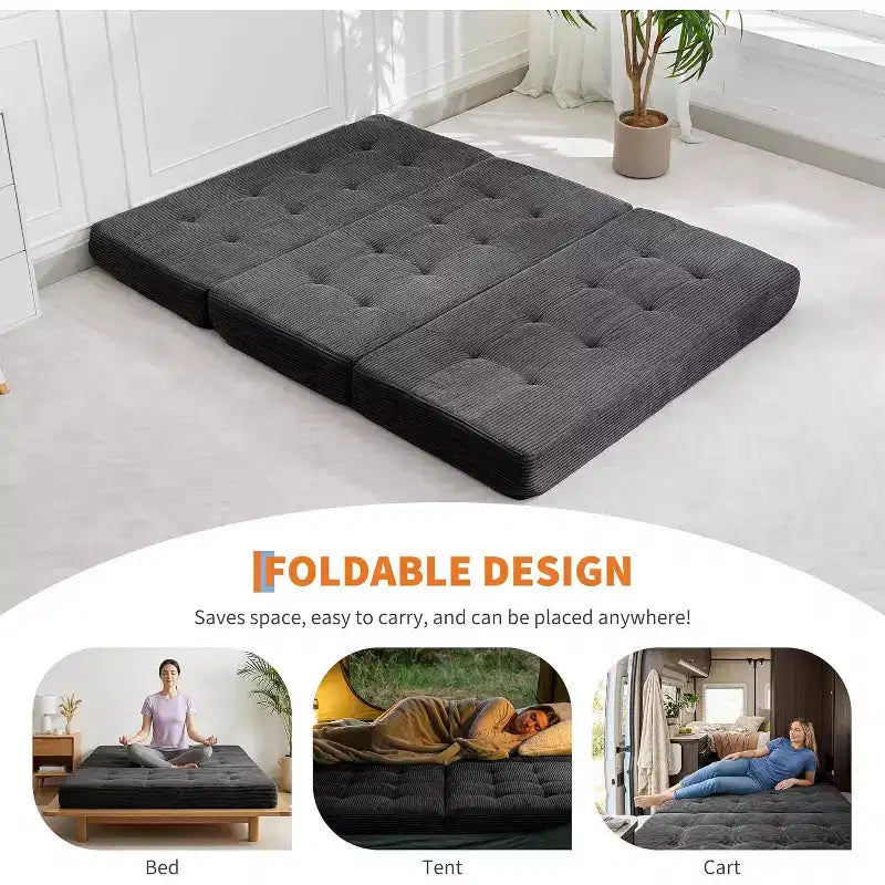 Canapé-lit pliable en mousse à mémoire de forme 39x75 - Matelas capitonné de 6 pouces