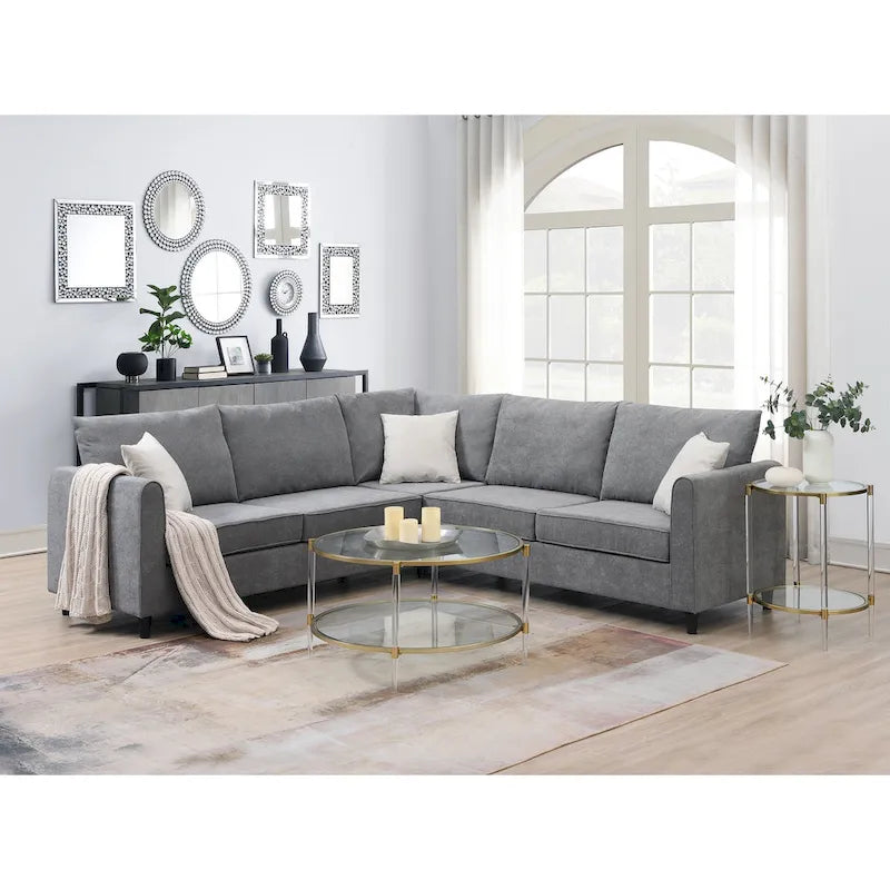 [VIDEO provided] [New] Canapé d'angle moderne rembourré 91*91 pour salon, en forme de L avec 3 coussins
