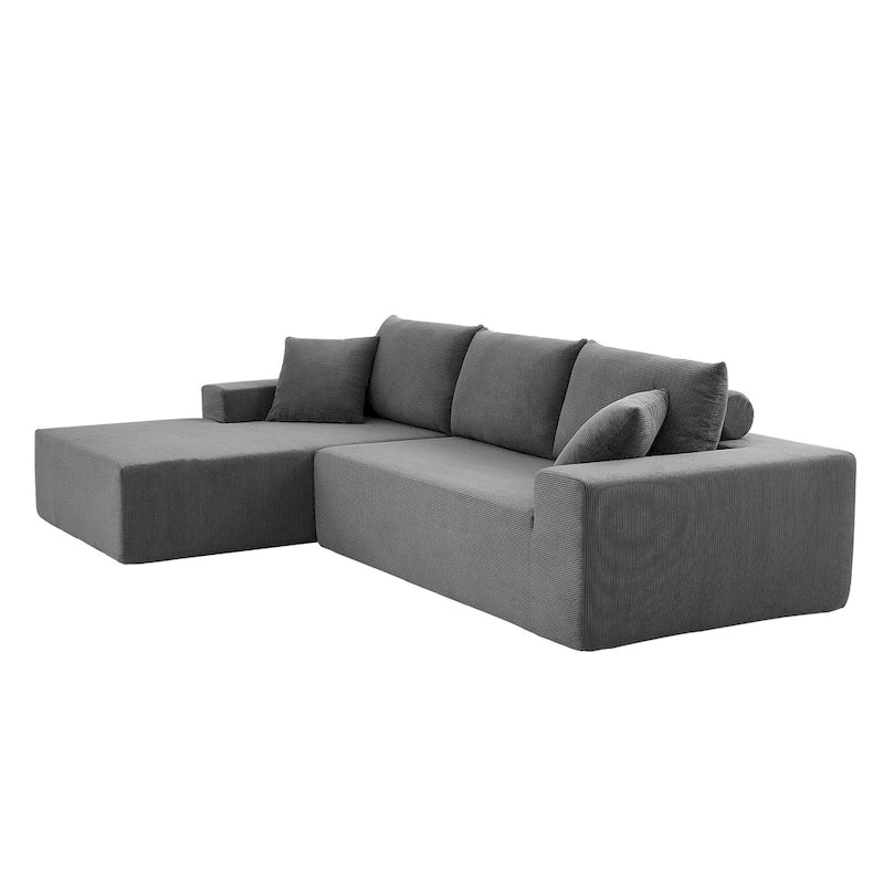 Housses de canapé d'angle en velours côtelé 2 pièces pour canapé d'angle en L pour salon, chambre, boudoir, 2 pièces à combiner librement, gr