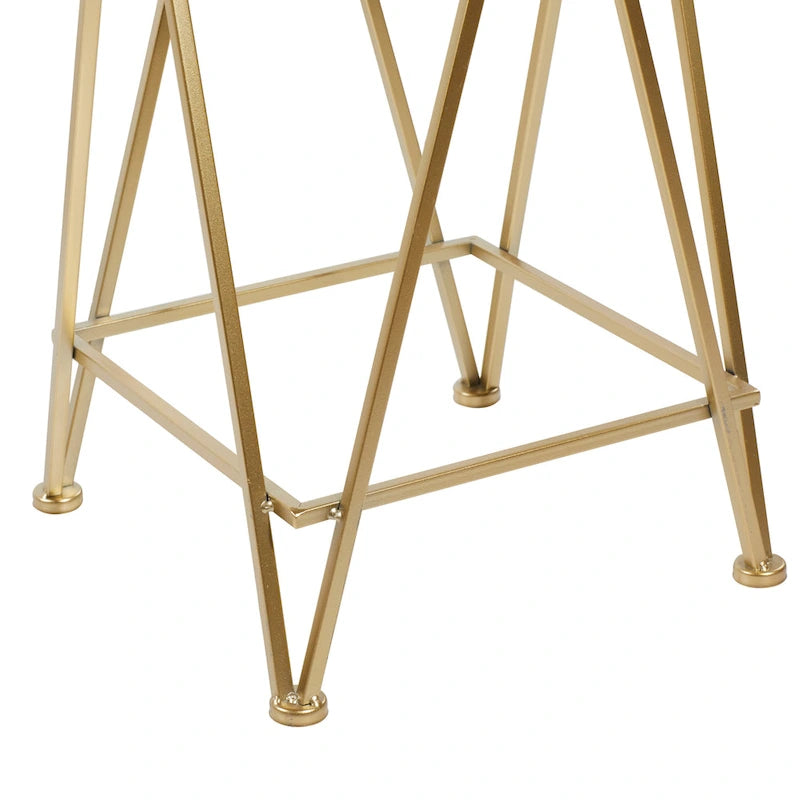 Table d'appoint contemporaine en métal doré, argenté ou noir avec plateau en verre miroir (lot de 2) - 15 x 15 x 25