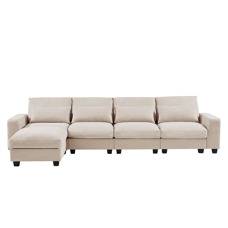 Canapé d'angle moderne en forme de L, garni de plumes, convertible, avec méridienne réversible pour le salon