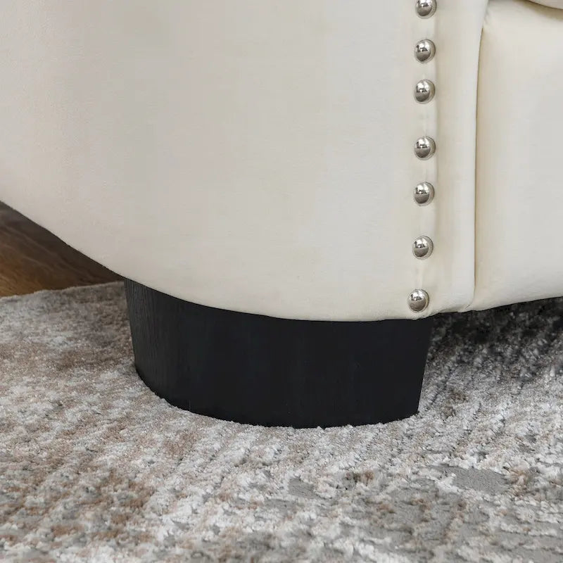 Canapé moderne Chesterfield en velours de 150 cm, canapé 2 places, dossiers touffetés rembourrés avec accoudoirs cloutés et 2 coussins pour le salon