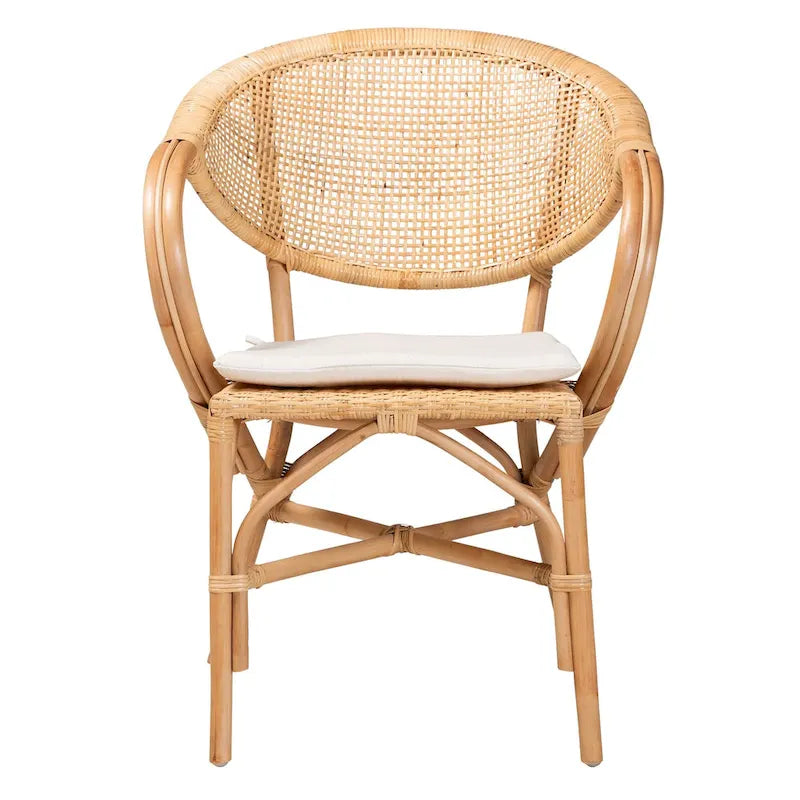 Chaise de salle à manger Varick en rotin finition marron naturel