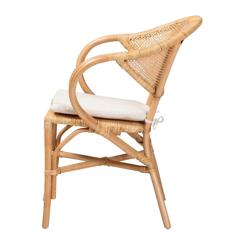 Chaise de salle à manger Varick en rotin finition marron naturel
