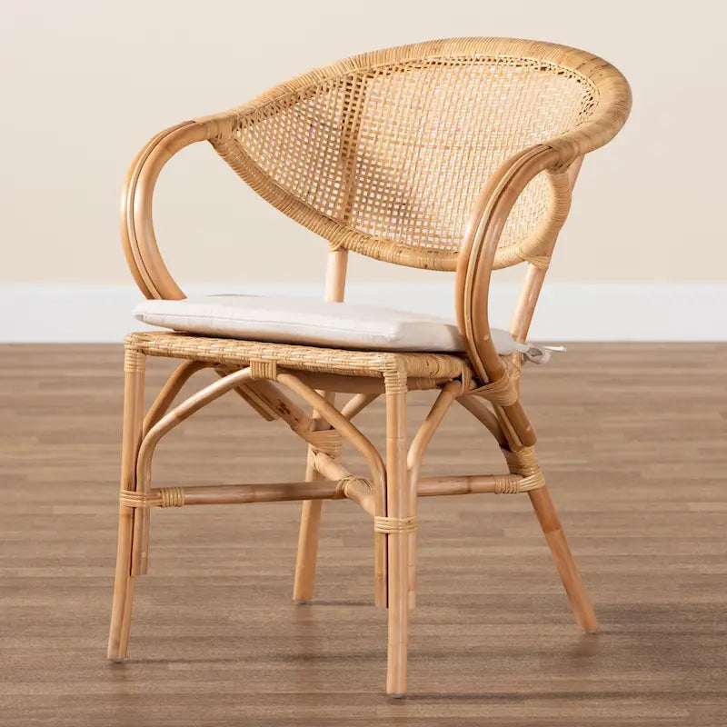 Chaise de salle à manger Varick en rotin finition marron naturel