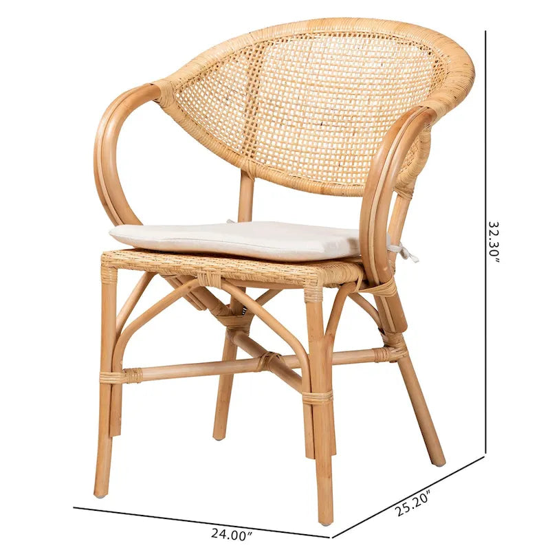Chaise de salle à manger Varick en rotin finition marron naturel