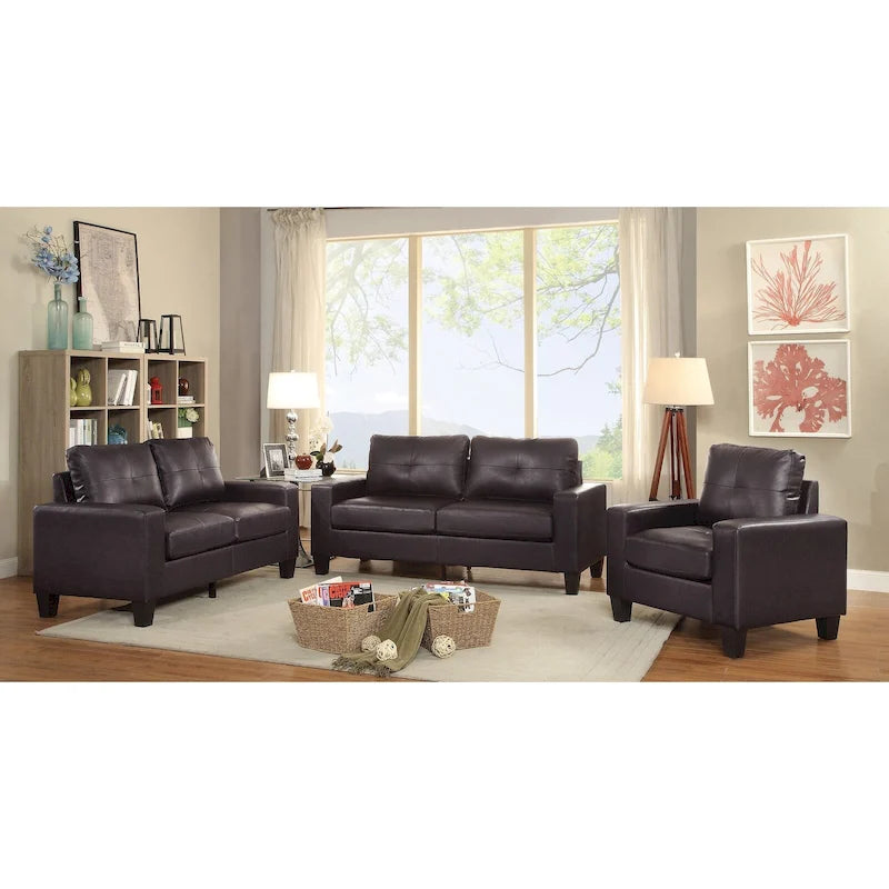 Canapé droit Newbury en similicuir à bras évasés de 180 cm de large - 32L x 71W x 36H