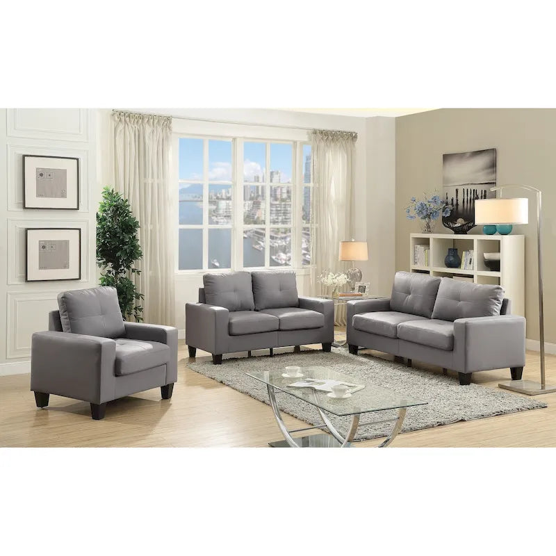 Canapé droit Newbury en similicuir à bras évasés de 180 cm de large - 32L x 71W x 36H