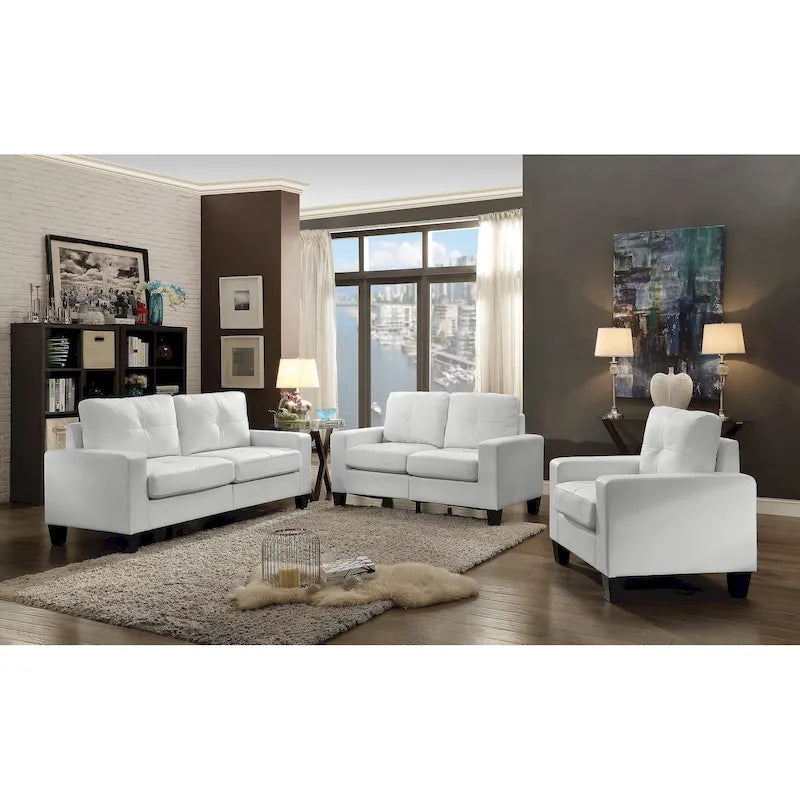 Canapé droit Newbury en similicuir à bras évasés de 180 cm de large - 32L x 71W x 36H