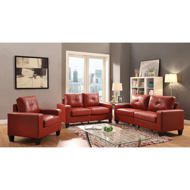 Canapé droit Newbury en similicuir à bras évasés de 180 cm de large - 32L x 71W x 36H