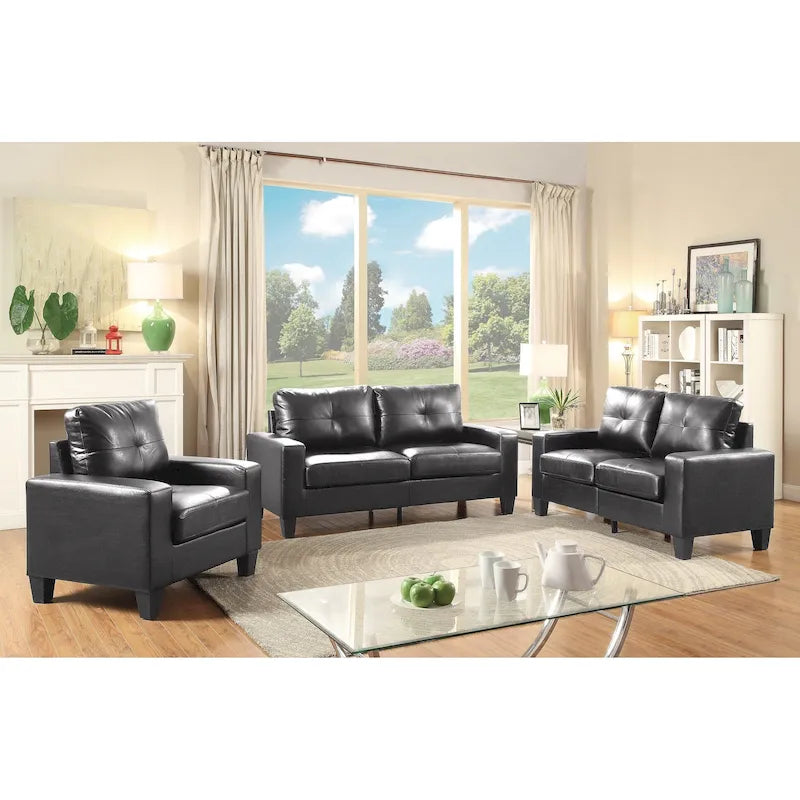 Canapé droit Newbury en similicuir à bras évasés de 180 cm de large - 32L x 71W x 36H