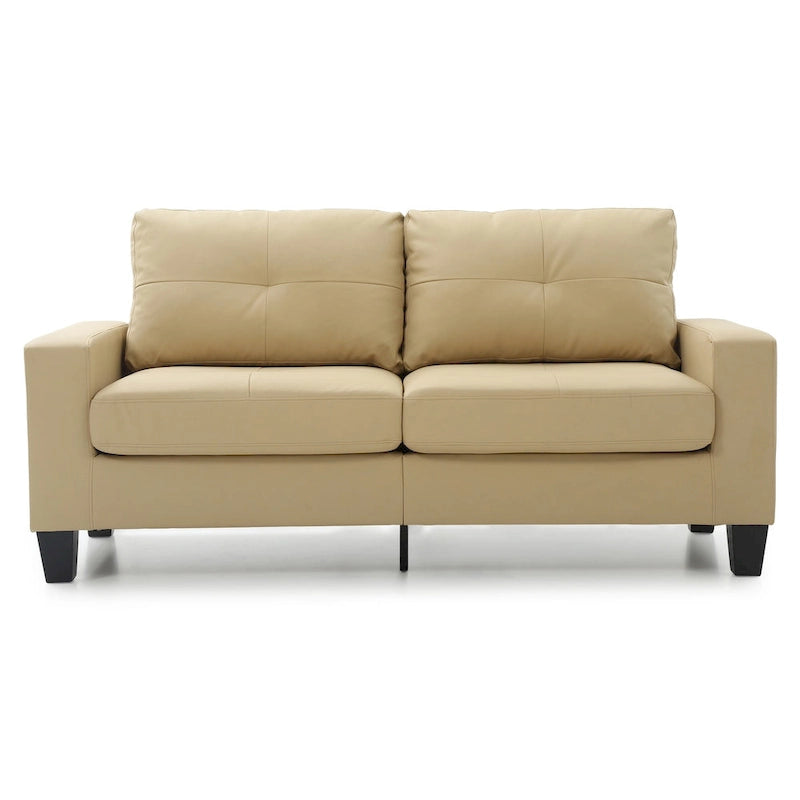 Canapé droit Newbury en similicuir à bras évasés de 180 cm de large - 32L x 71W x 36H