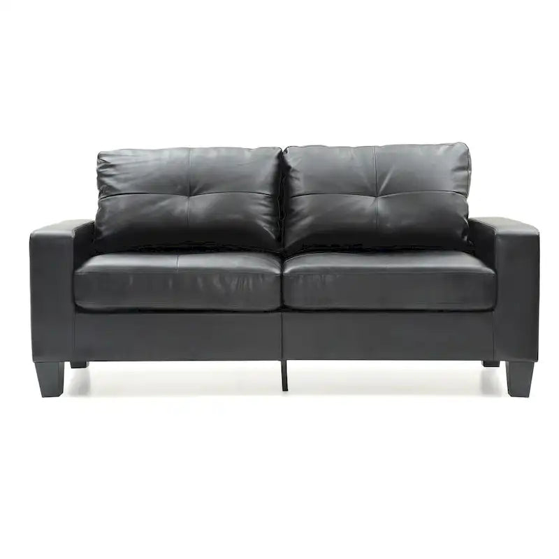Canapé droit Newbury en similicuir à bras évasés de 180 cm de large - 32L x 71W x 36H
