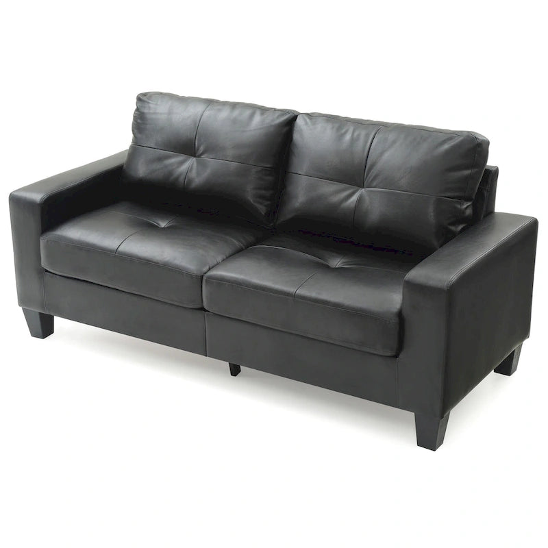 Canapé droit Newbury en similicuir à bras évasés de 180 cm de large - 32L x 71W x 36H