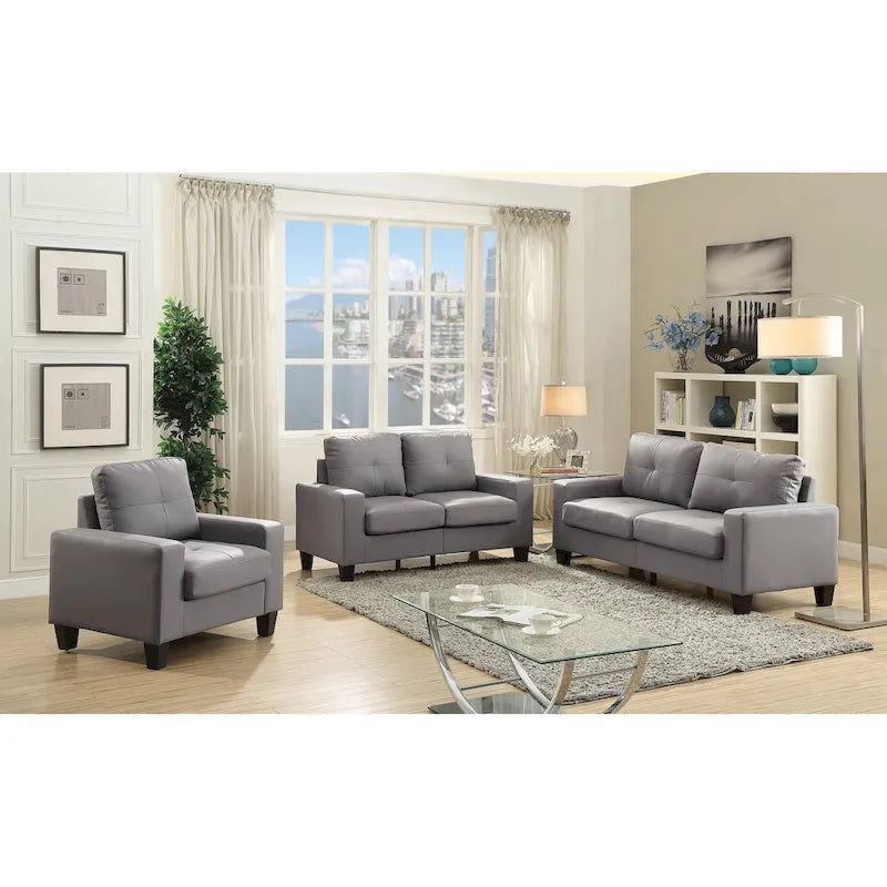 Canapé droit Newbury en similicuir à bras évasés de 180 cm de large - 32L x 71W x 36H