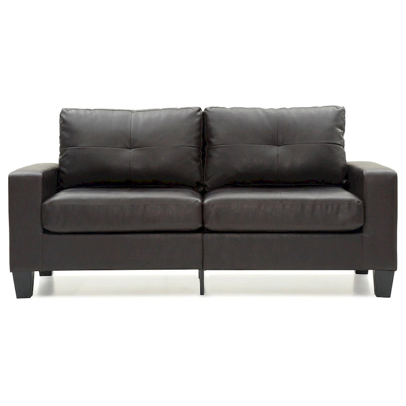 Canapé droit Newbury en similicuir à bras évasés de 180 cm de large - 32L x 71W x 36H