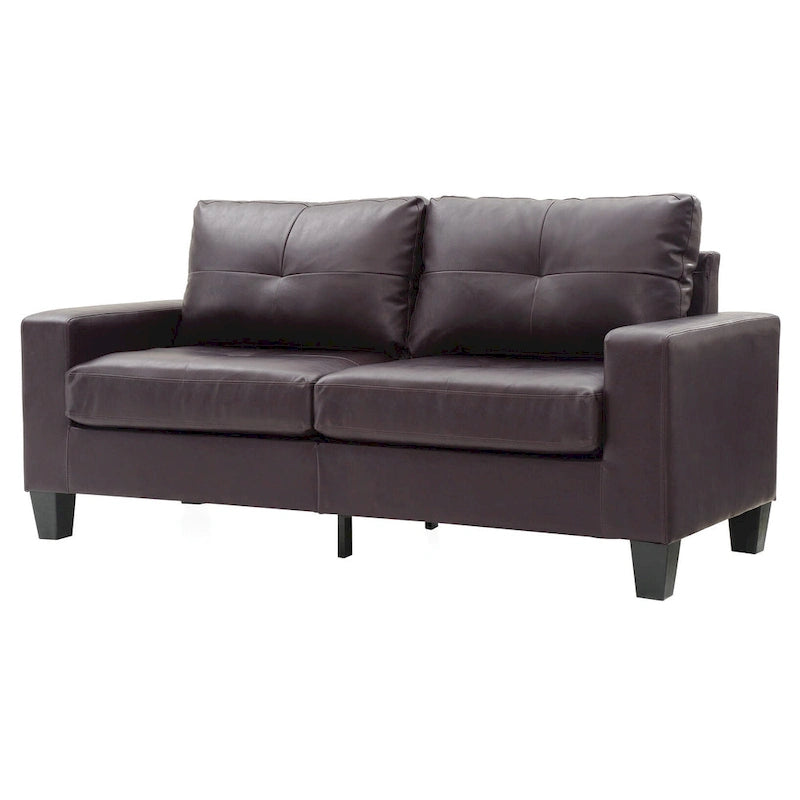 Canapé droit Newbury en similicuir à bras évasés de 180 cm de large - 32L x 71W x 36H