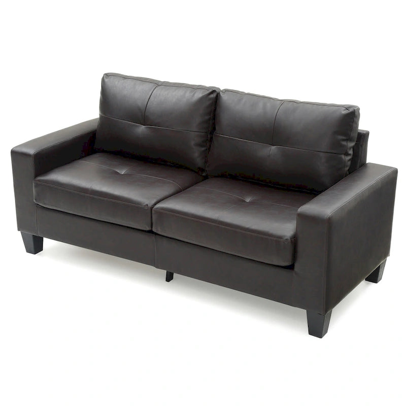 Canapé droit Newbury en similicuir à bras évasés de 180 cm de large - 32L x 71W x 36H