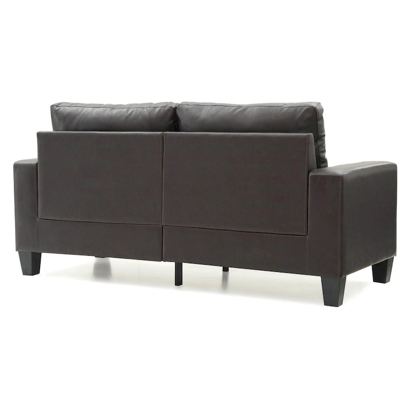 Canapé droit Newbury en similicuir à bras évasés de 180 cm de large - 32L x 71W x 36H
