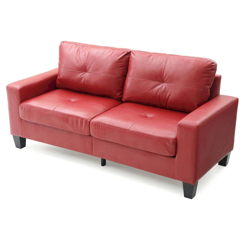 Canapé droit Newbury en similicuir à bras évasés de 180 cm de large - 32L x 71W x 36H