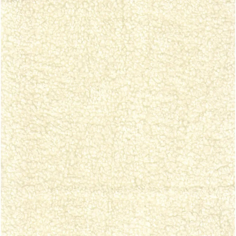 Pouf rond tapissé sur le dessus avec structure en métal - Fausse peau de mouton crème