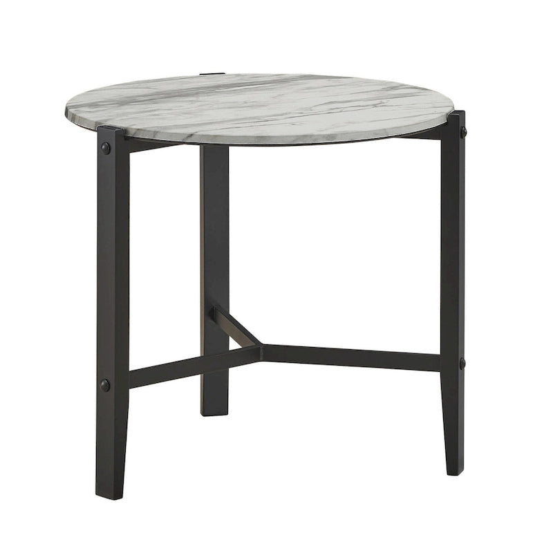 Table d'appoint Myranda en faux marbre blanc et noir