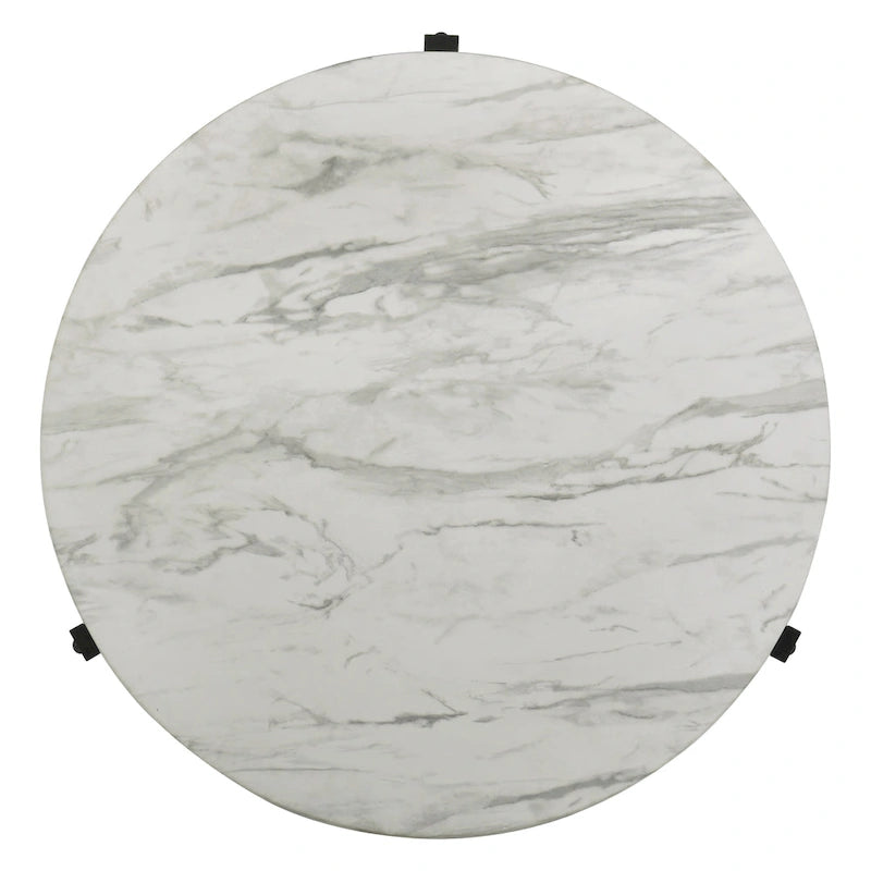 Table d'appoint Myranda en faux marbre blanc et noir