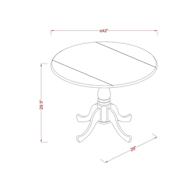 East West Furniture Dublin Table de Cuisine Moderne - un Dessus de Table Rond avec Abattants et Pied Central, (Option de Finition)
