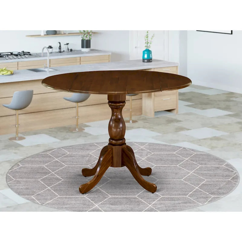 East West Furniture Dublin Table de Cuisine Moderne - un Dessus de Table Rond avec Abattants et Pied Central, (Option de Finition)