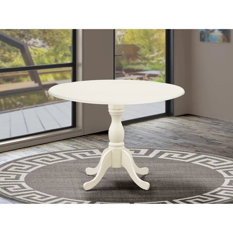 East West Furniture Dublin Table de Cuisine Moderne - un Dessus de Table Rond avec Abattants et Pied Central, (Option de Finition)